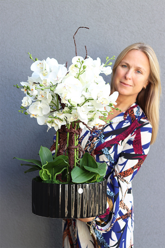 Nullina Black, sztuczny storczyk w czarnej misie