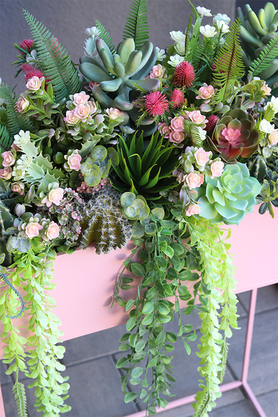 Pink Lady Modern, sukulenty w donicy na stojaku, wys.93x88x30cm