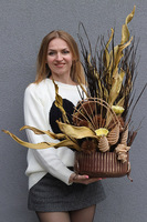 Steampunk, kompozycja kwiatowa z suszem