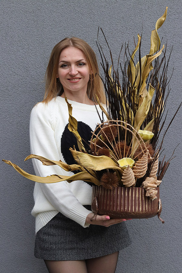 Steampunk, kompozycja kwiatowa z suszem