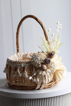 Boho Hippie, dekorowany koszyczek wielkanocny, wys.25cm