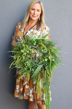 Green Berra, zielony wianek na drzwi, rozp.60cm  