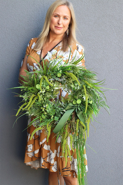 Green Berra, zielony wianek na drzwi, rozp.60cm 