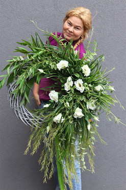 Green Home, asymetryczny zielony wianek, rozp.110cm