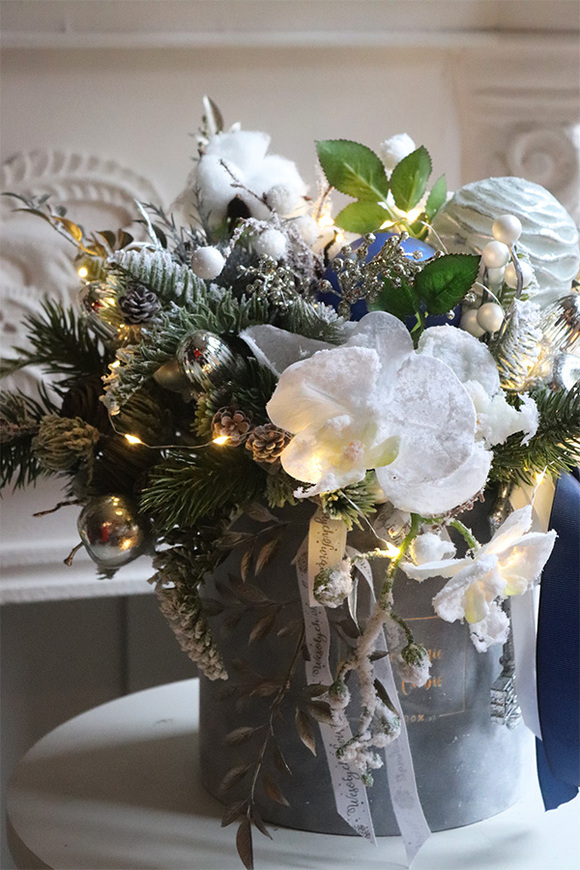 Glamour Winter Blue, flowerbox świąteczny