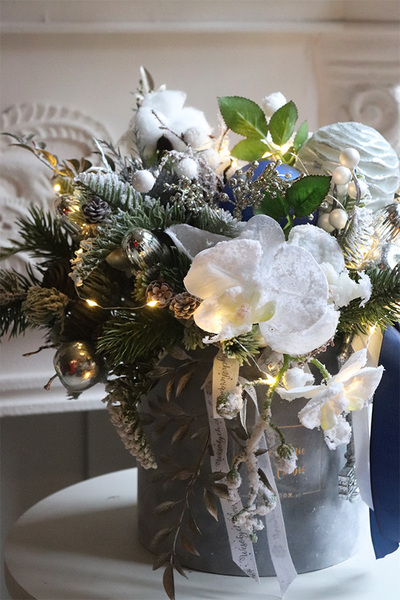 Glamour Winter Blue, flowerbox świąteczny