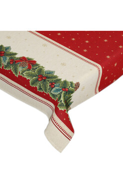 Czerwony Ostrokrzew, świąteczny obrus gobelinowy, 180x140cm