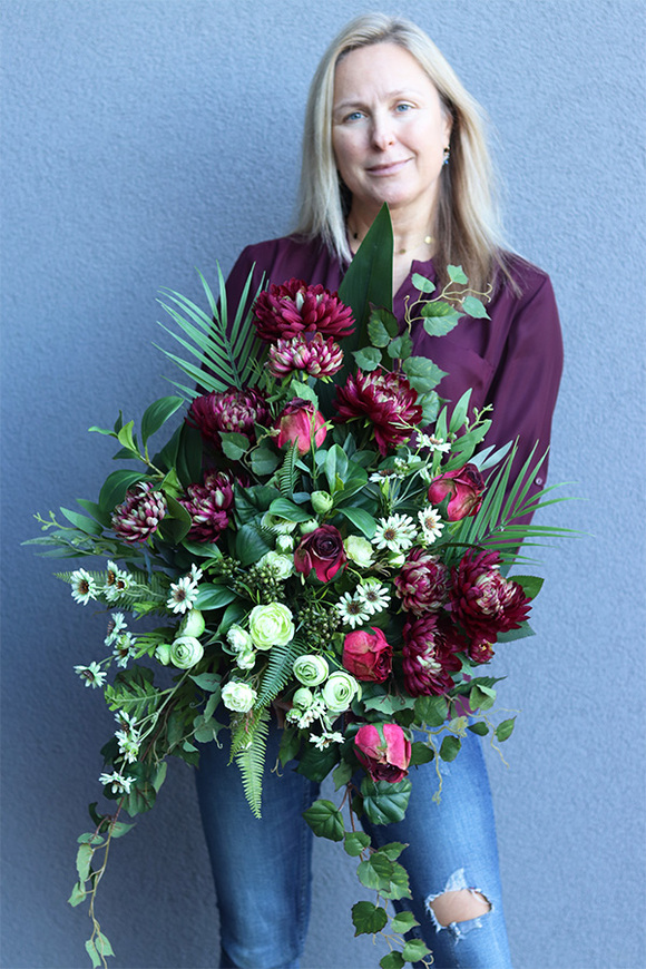 Astry Terenna, jesienny bukiet nagrobny we wkładzie