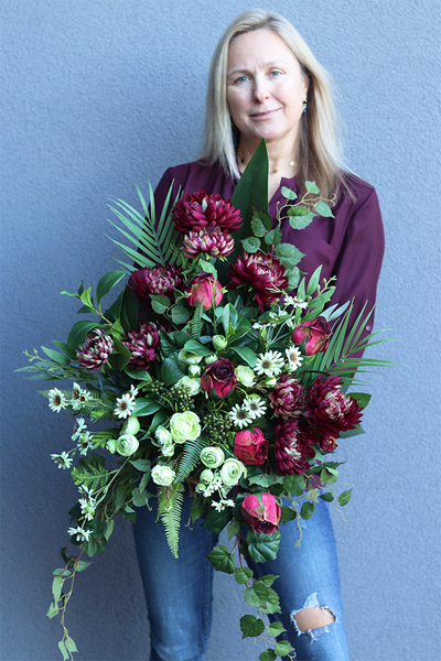 Astry Terenna, jesienny bukiet nagrobny we wkładzie