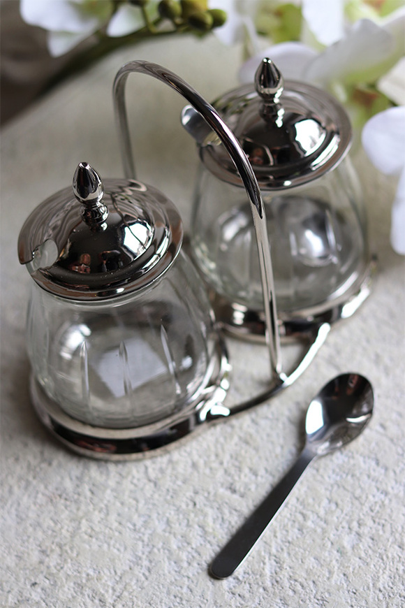 dwa pojemniki na stojaku, Lux Villa Silver Glamour