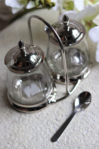 dwa pojemniki na stojaku, Lux Villa Silver Glamour