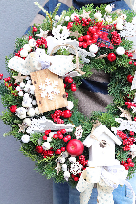 Zimowa Aura, świąteczny wianek na drzwi
