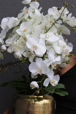 Gold Palazzia Small, sztuczny storczyk w złotej donicy, wys.70cm