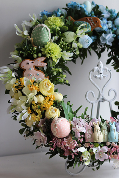 Pastella Spring, wielkanocny wianek na drzwi
