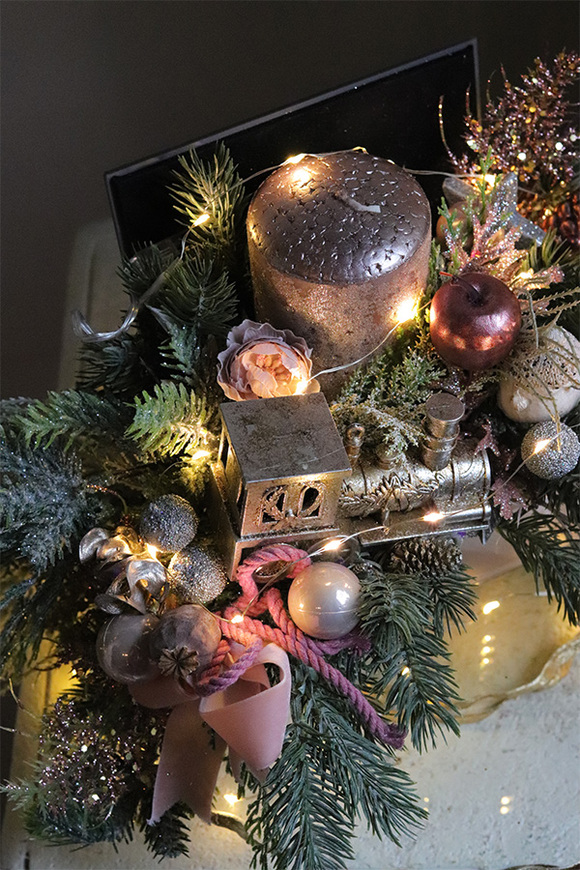 Pink Cristal Gossamer, świąteczny stroik w szkatułce