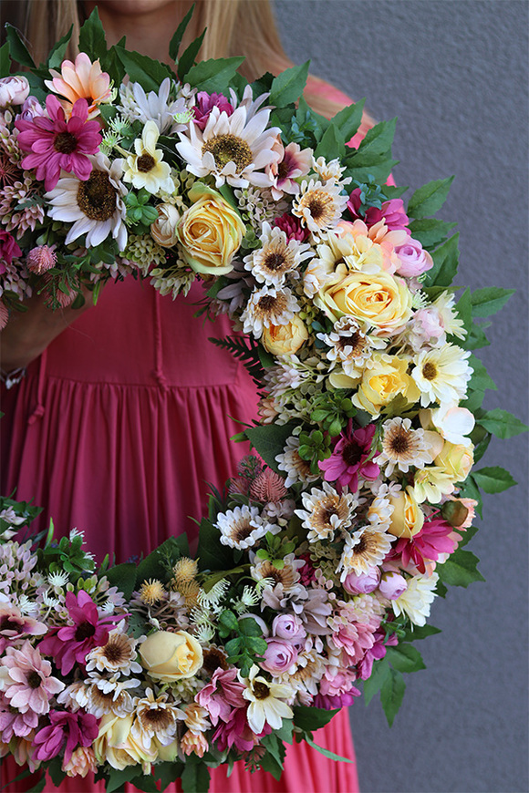 Słońce Wiosenne Big 2, żółty wianek dekoracyjny