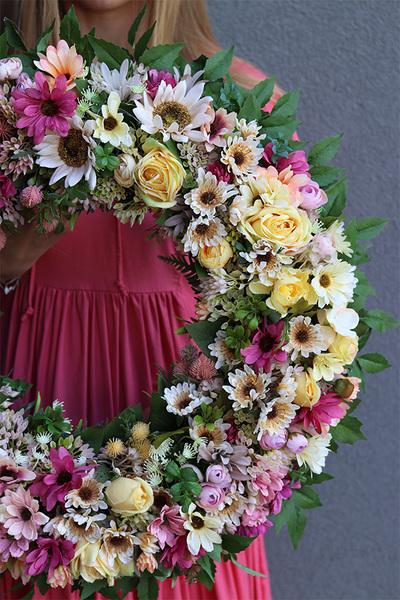 Słońce Wiosenne Big 2, żółty wianek dekoracyjny