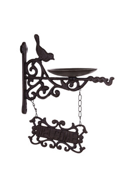 Welcome, żeliwny napis zawieszka z poidłem, wym.27.5x23cm