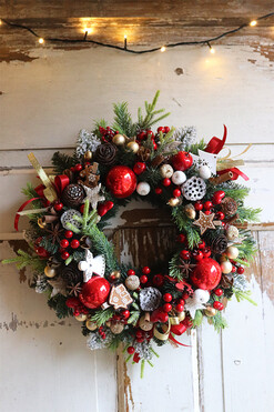 wianek świąteczny Czerwień Zimowa, śr.36cm