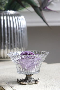 OD RĘKI Gerina B, posrebrzana patera z kryształem, wym.9.5x13cm