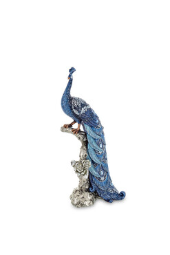Peacock Blue A, figurka pawia, wym.29x10x14cm 