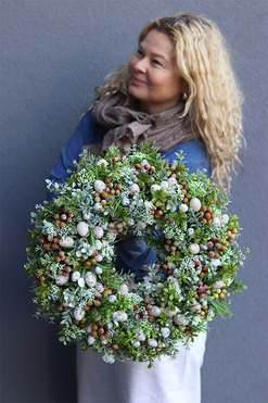 Zielona Elerena, wielkanocny wianek z jajkami, śr.45cm