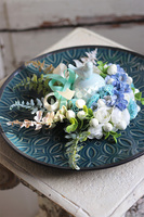 Bluesfera Birds, wielkanocny stroik na talerzu, wym.12x31cm