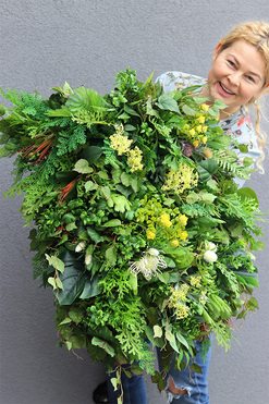 Jungle Green & Yellow, dekoracja jednostronna ze sztucznych roślin, wym.1mkw