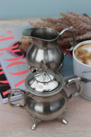 cynowany komplet do kawy Tivoli (mlecznik, cukiernica, łyżeczka)