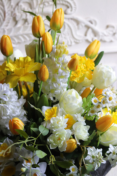 Żółta Pani Wiosna Volcan, komplet dekoracji nagrobnych