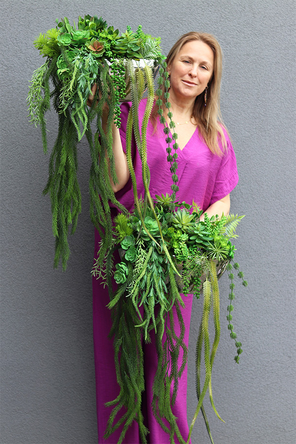 Laos Greeno 3, bogata kompozycja Sukulenty w lustrzanej donicy