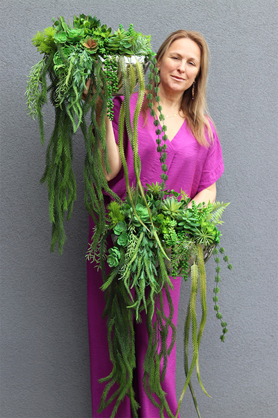 Laos Greeno 3, bogata kompozycja Sukulenty w lustrzanej donicy