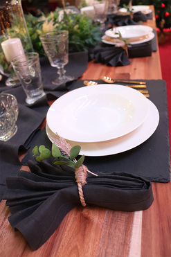 Bohemia, lniane serwetki, grafitowy, kpl.6szt, wym.45x45cm  