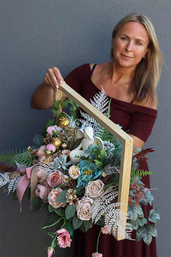 Paysage, kompozycja nagrobna w ramce, wym.40x70x53cm 