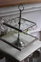 etażerka dwupiętrowa, kwadratowa, Lux Silver Silver Glamour