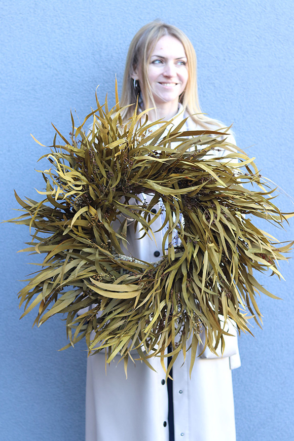 Jesienny Polot, dekoracyjny wianek z suszonych i stabilizowanych roślin, śr.68cm	