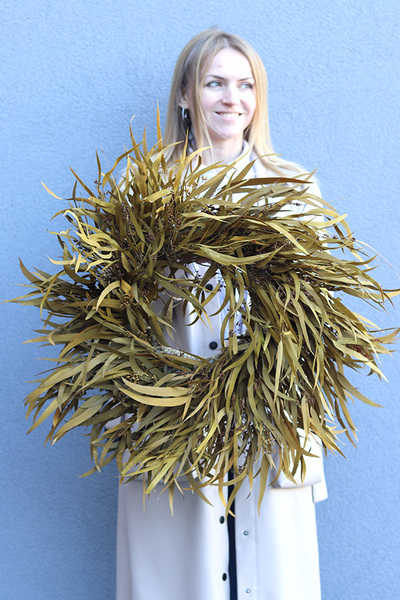 Jesienny Polot, dekoracyjny wianek z suszonych i stabilizowanych roślin, śr.68cm	