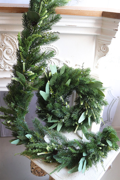  Naturalne Święta Lauric, komplet świątecznych dekoracji, girlanda