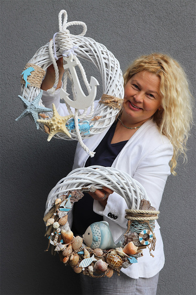 Kotwica & Rozgwiazdy 3, marynistyczny wianek do powieszenia na drzwiach