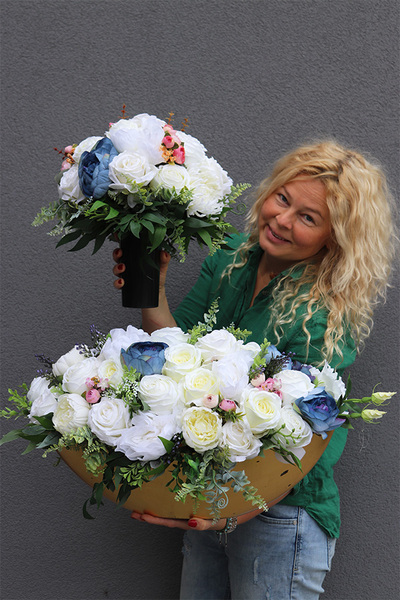 Reflina, bogaty bukiet nagrobny, wys.34cm