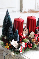 adwentowy stroik Karminowe Dzieciństwo, wym.24x46cm  