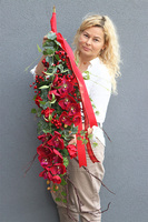 Red Orchids, bukiet nagrobny z czerwonymi kwiatami, dł.94cm