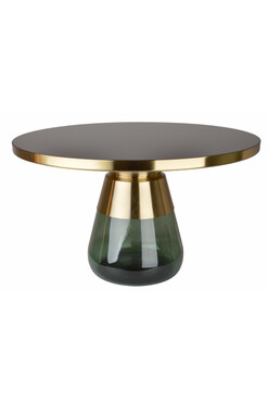 Entre, stolik kawowy ze szklaną podstawą, zielony, wym.47x75x75cm