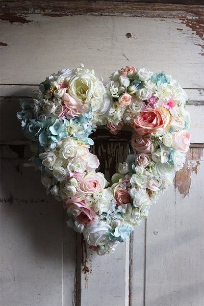 dekoracyjny wianek - serce kwiatowe, Matrima, wym.40x44cm 