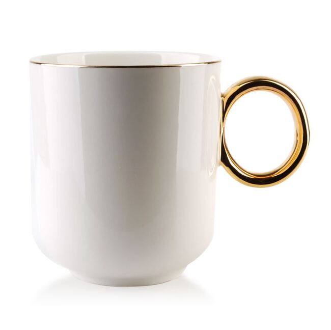 OD RĘKI Novelty, porcelanowy kubek ze złotym rantem, poj.350ml 