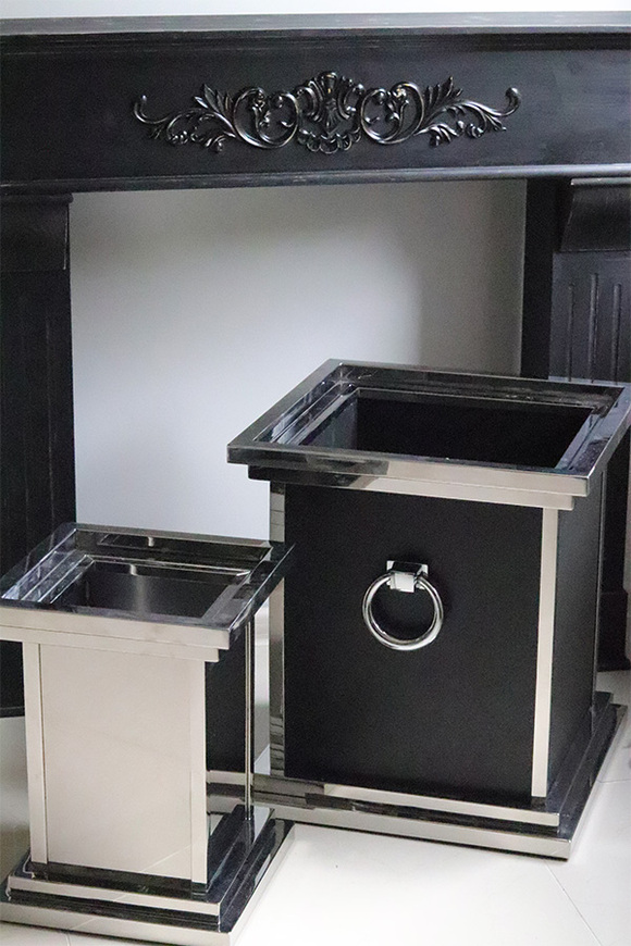 Royal Grey, metalowa donica z półką