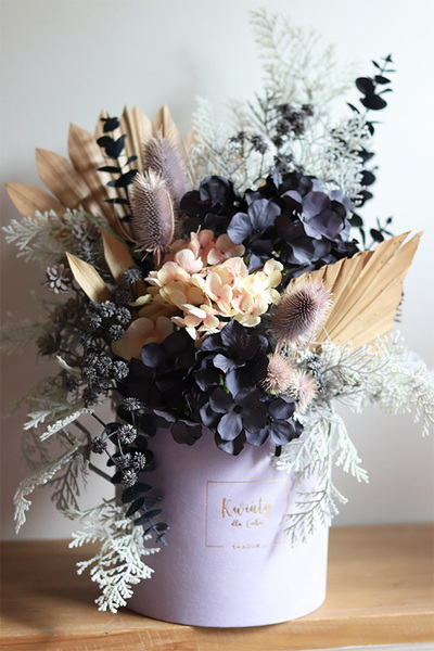 Dark Blue Modern, nowoczesny flowerbox z suszem