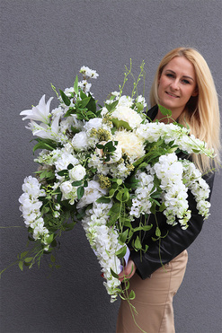 Malediwy White L, biały bukiet kwiatów, wys.84cm