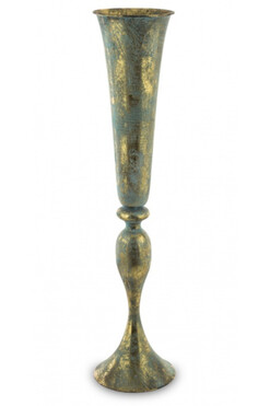 Porto Gold&Green B, efektowny złoty puchar / wazon, wym.56.5x13x13cm