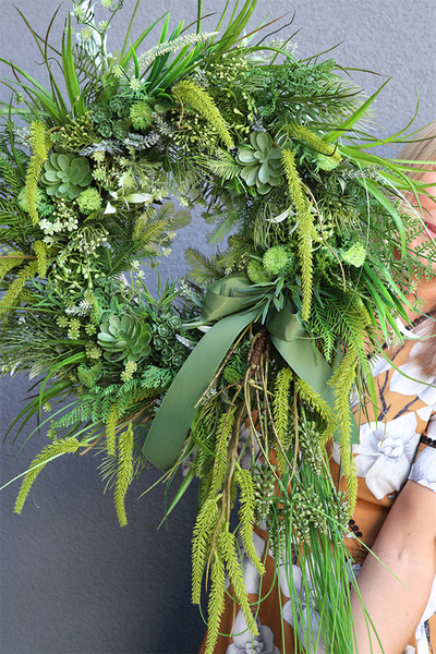 Green Berra, zielony wianek na drzwi, rozp.60cm 